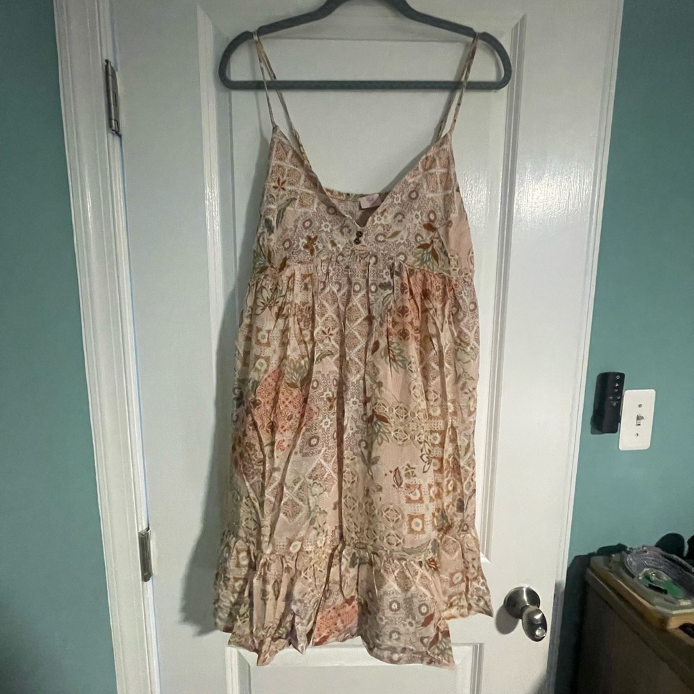 NWT PINKLILY DEEPER CONNECTION LIGHT PINK COLOR PATCHWORK MINI DRESS (Medium)